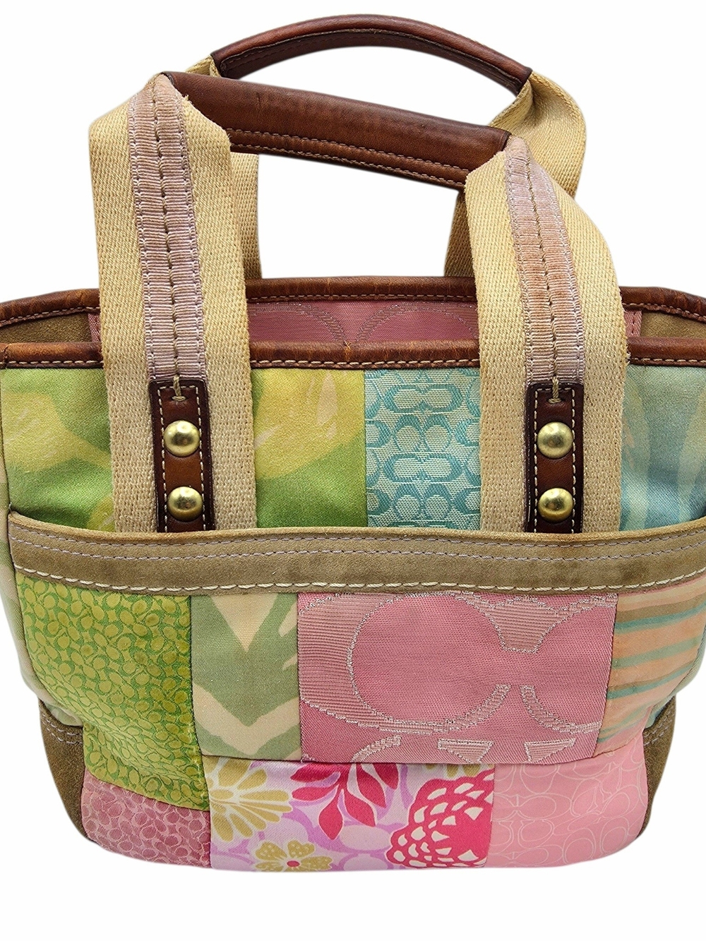 Y2K Coach Patchwork Hampton Mini Tote Bag in Spring Pastel Multicolor - Picture 2 of 10